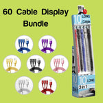 10 Foot 3-in-1 Universal Charging Cable - 60 Piece Display Bundle