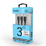 3 foot 3-in-1 Charging Cable Boxed - Pack of 12