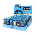 3 Foot 3-in-1 Charging Cable - 36 Piece Countertop Display