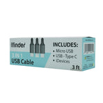 3 foot 3-in-1 charger Compact - Pack of 12